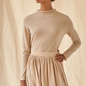 Demylee Cream Mock Neck Long Sleeve Cotton Sweater L
